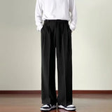 Jinquedai Brown Black Suit Pants Men Fashion Social Men Dress Pants Korean Loose Straight Wide Leg Pants Men Office Formal Trousers jinquedai