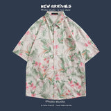 Jinquedai  Hawaiian Shirt for Men Summer Beach Short Sleeve Button Down Shirts Relaxed Fit Vacation Cuban Blouses Floral Print Shirts jinquedai