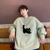 Men's Oversized Hoodie White Fashion 5XL Funny Hoodies Oversize for Men Cat Print Man Casual Wear Hoody Male Sweatshirt jinquedai