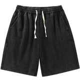 Jinquedai 2024 New Distressed Summer Shorts Men 320G Heavy Cotton Drawstring Harajuku Loose Sweatshorts Male Casual Short Pant Streetwear jinquedai