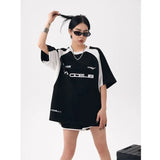 Jinquedai Y2K Korean Men Streetwear Letter Graphic Acubi Harajuku Egirl Short Sleeve T-Shirts Grunge Aesthetics Oversized Tops Alt Clothes jinquedai