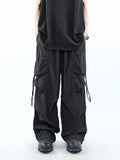 Korean Parachute Cargo Pants Men Hip Hop Wide Leg Cargo Trousers Male Streetwear Loose Casual Men Clothing Safari Style jinquedai