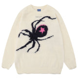 Jinquedai Star Spider Sweater Goth Punk Harajuku Hip Hop Streetwear Sweaters Men 2023 Fall Winter Oversized Knitted Jumper Pullover Black jinquedai