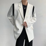 Jinquedai Korean Style Hip Hop Patchwork Color Loose Blazers Male Kpop Oversized Men'S Clothing Ulzzang Fashion Coat Streetwear Jackets jinquedai