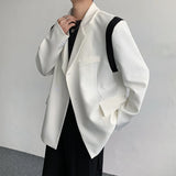 Jinquedai Korean Style Hip Hop Patchwork Color Loose Blazers Male Kpop Oversized Men'S Clothing Ulzzang Fashion Coat Streetwear Jackets jinquedai