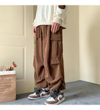 Men's Brown Y2K Baggy Japan Pants Oversized Corduroy Loose Wide Leg Cargo Pant Trousers Casual Men Sweatpants Streetwear Korean jinquedai