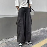 Jinquedai 2024 Spring Autumn Men Baggy Jeans Men Wide Leg Pants Big Pockets Elastic Waist Streetwear Trousers Male Loose Denim Pants jinquedai