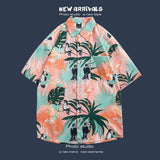 Jinquedai  Hawaiian Shirt for Men Summer Beach Short Sleeve Button Down Shirts Relaxed Fit Vacation Cuban Blouses Floral Print Shirts jinquedai