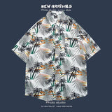 Jinquedai  Hawaiian Shirt for Men Summer Beach Short Sleeve Button Down Shirts Relaxed Fit Vacation Cuban Blouses Floral Print Shirts jinquedai