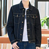 Jinquedai Denim Jackets Man Black Short Jeans Coat for Men Casual Slim Button G New in Original Korea Winter Oversize Size L Outwear Large