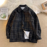 Jinquedai  Fashion Plaid Jacket Basic Casual Men Women Coat Button Cardigan Jacket Large Size Unisex Jackets jinquedai