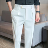 Jinquedai Naples Suit  Elastic Waist Pants Men, High Quality 2024 Suit Pants White Business Casual,M-3XL Men's Suit Pants