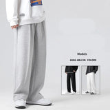 Jinquedai Grey/Black/White Sports Pants Men Fashion Casual Wide Leg Pants Men Streetwear Loose Straight Pants Men Joggers Trousers S-3XL jinquedai