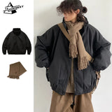 Jinquedai Winter Retro Set Men Women Thickened Warm Lightweight Parka+Loose Straight-leg Wide-leg Casual Cargo Pants Japanese Unisex Suit jinquedai