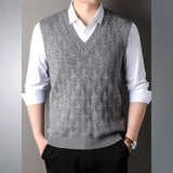 Jinquedai Fleeced Warm Sweaters Male Thick Sleeveless Men's Knitted Vest Harajuku High Quality Y2k Korean Fashion Top Cashmere Waistcoat jinquedai