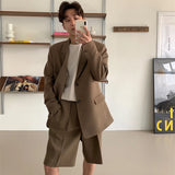 Jinquedai Brown Black Suit Jacket Men Fashion Social Mens Dress Jacket Korean Loose Casual Suit Jacket Mens Office Formal Jacket Coat jinquedai