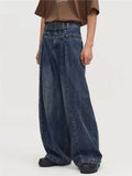 Baggy Jeans Men Distressed Denim Wide Leg Pants Pleated Oversize Hip Hop Trousers Male Korean Streetwear Men Clothing jinquedai