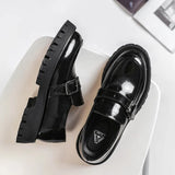 Men Harajuku Korean Style Streetwear Business Casual Thick Platform Leather Wedding Loafers Shoes Male Leather Shoe Man jinquedai