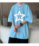 Jinquedai Little Star Printed Men's T Shirt Summer Fashion Casual Short Sleeve Tee Tops Mens Cotton Linen Oversized Hip-Hop T-shirt 5XL jinquedai