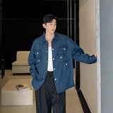 Jinquedai  2024 Spring Washed Denim Jacket New Trend Casual Lapel Patchwork Pocket Single Breasted Coat Men Clothing jinquedai