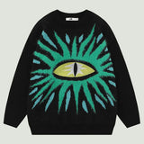 Hip Hop Oversized Ugly Knitted Sweaters Men Harajuku Eye Pattern Embroidery Jumper Retro Casual Loose O-Neck Y2K Pullover Unisex jinquedai