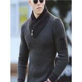 Jinquedai 2024 New Pullover American Men's Scarf Collar Sweater Knitted Sweater Long Sleeved Knitwear Men Women Spliced Sweater Jacket jinquedai