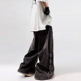 American Style Oversized Pocket Retro Baggy Jeans Men Y2k Hip Hop Punk Wide Leg Straight Overalls Black Denim Pants Streetwear