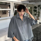 Jinquedai Summer Short Sleeved Shirt Men Fashion Oversized Casual Shirt Men Streetwear Korean Loose White Shirts Men Formal Dress Shirt jinquedai