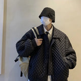 Winter New  Korean Padded Jacket Clothes Men's Trendy Short Loose Lapel Diamond Coat Cityboy Casual Thickened Parkas jinquedai