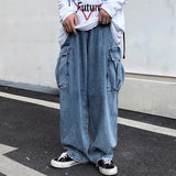 Jinquedai Baggy Jeans Trousers Male Denim Pants Black Wide Leg Pants Men's Jeans Loose Casual Korean  Hip Hop Harajuku jinquedai