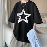 Jinquedai Little Star Printed Men's T Shirt Summer Fashion Casual Short Sleeve Tee Tops Mens Cotton Linen Oversized Hip-Hop T-shirt 5XL jinquedai