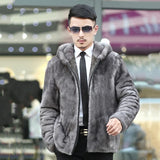 Jinquedai High Quality Hooded Zipper Short Style Grey Faux Fur Coat Autumn Winter Trend Thickened Warm Jackets 2024 New Cloth 12C1885