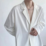 Jinquedai Korean Oversized Shirt Men Fashion Society Men Dress Shirt Casual Loose Long Sleeved Shirt Men Black White Formal Shirts M-XL jinquedai