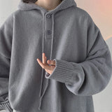 Jinquedai Winter Hooded Sweater Men Warm Fashion Casual Knit Pullover Men Korean Grey Black Loose Long Sleeve Sweater Mens Jumper Clothes jinquedai