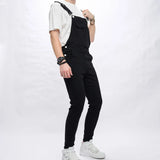 Jinquedai Autumn Stylish Men Simple Solid color Slim Bib Overalls Jumpsuits jeans Streetwear Male Strap Jeans jinquedai