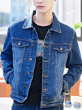 Jinquedai Denim Jackets Man Black Short Jeans Coat for Men Casual Slim Button G New in Original Korea Winter Oversize Size L Outwear Large jinquedai