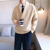 Men Sweaters Autumn Winter Fashion Big V-neck Personality Knitted Sweater Men's Casual Loose Pullovers Sweaters Male Coat jinquedai