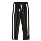 Men's Striped Slit Pants Spring Autumn Straight Wide Leg Trousers High Street Loose Casual Trousers Fashion Men Clothing jinquedai