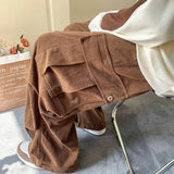 Men's Brown Y2K Baggy Japan Pants Oversized Corduroy Loose Wide Leg Cargo Pant Trousers Casual Men Sweatpants Streetwear Korean jinquedai