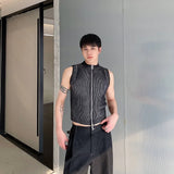 Jinquedai Knitted Vest Men's Stand Collar Handsome Sweater Vest Korean Streetwear Male Clothing 2024 Spring Summer Fashion New jinquedai