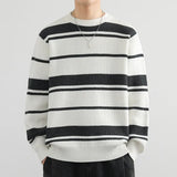 Jinquedai 2024 Autumn/Winter Japanese Style Fashionable Casual Men's Sweater Trendy Brand Loose Fit Inner Knitted Top Striped Student Wool jinquedai