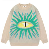 Hip Hop Oversized Ugly Knitted Sweaters Men Harajuku Eye Pattern Embroidery Jumper Retro Casual Loose O-Neck Y2K Pullover Unisex jinquedai