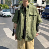 Shirts Men Solid Handsome Casual Ulzzang Loose Chic All-match Male Clothing Fashion Summer Soft Simple рубашки мужские Popular jinquedai