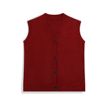 Sweater Vest Men Design Button Up Clothing Sleeveless Casual All-match Teens High Street Harajuku Knitwear Ins Handsome Popular jinquedai