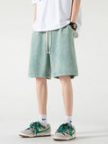 Jinquedai 2024 New Distressed Summer Shorts Men 320G Heavy Cotton Drawstring Harajuku Loose Sweatshorts Male Casual Short Pant Streetwear jinquedai