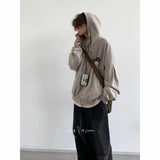 Jinquedai Autumn College Casual Set Men Japanese Harajuku Zipper Fleece Hoodie Jacket+Retro Wide Leg Pants 2-piece Street Fashion Suit jinquedai