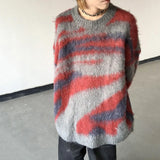 Striped Men Winter Sweater Mohair Colorful Irregular Gradient Casual Pullovers Fashion Korean Style Casual Knitwear jinquedai