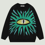 Hip Hop Oversized Ugly Knitted Sweaters Men Harajuku Eye Pattern Embroidery Jumper Retro Casual Loose O-Neck Y2K Pullover Unisex jinquedai