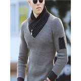 Jinquedai 2024 New Pullover American Men's Scarf Collar Sweater Knitted Sweater Long Sleeved Knitwear Men Women Spliced Sweater Jacket jinquedai