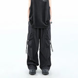 Korean Parachute Cargo Pants Men Hip Hop Wide Leg Cargo Trousers Male Streetwear Loose Casual Men Clothing Safari Style jinquedai